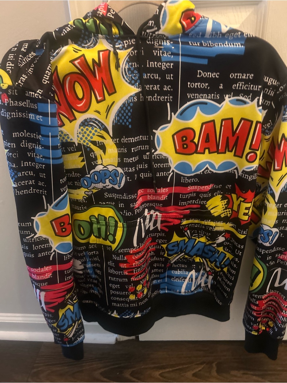 Encrypted NYC Comic Pop Graphic Hoodie - Black Multi